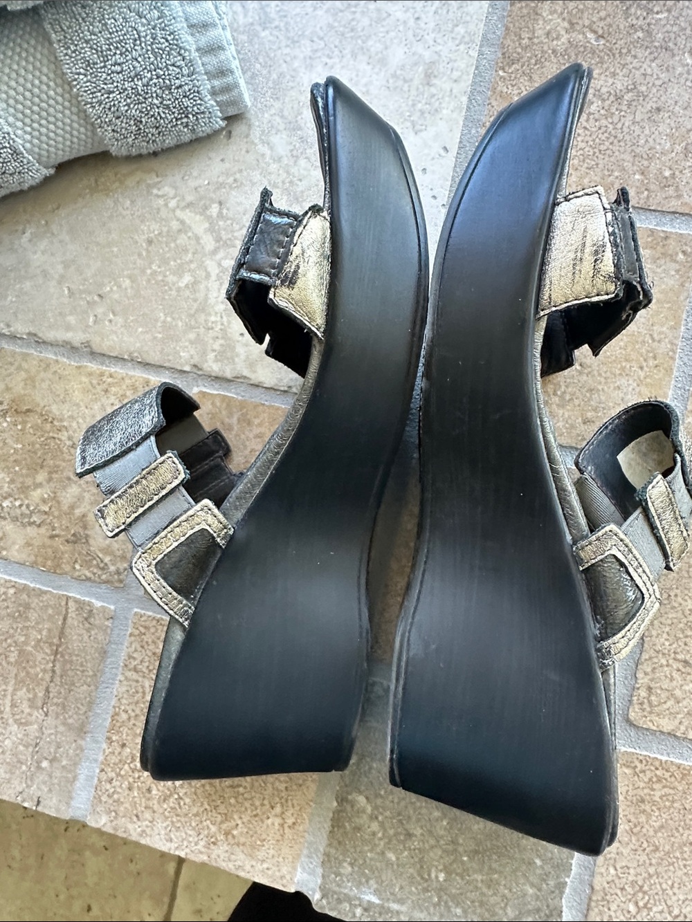 Naot Metallic Double-Strap Slide Sandal - Pewter Black Accents - Picture 6 of 8
